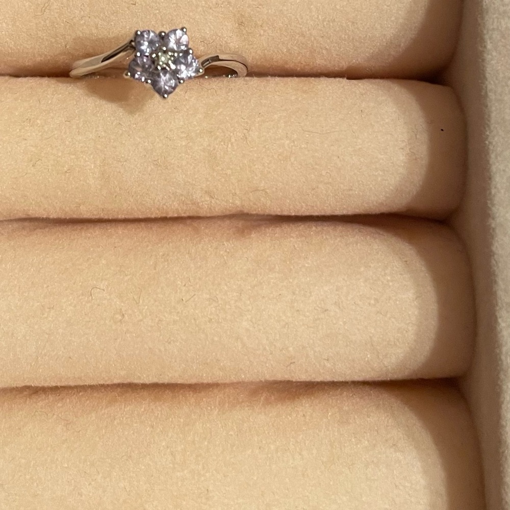 10k White Gold Tanzanite Flower Ring